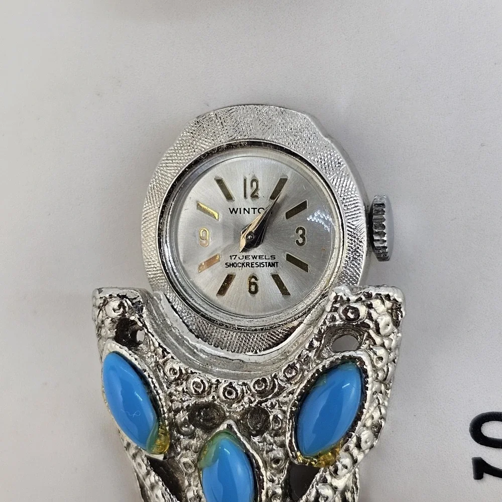 VTG Winton Mechanical Women's Hidden Watch‎ Gray Dial Bracelet Band 6